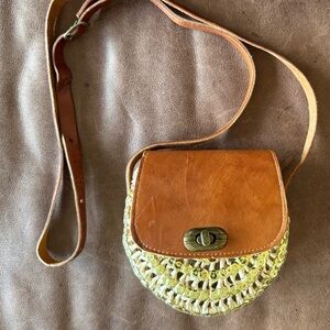 Woven Women's Leather and Sequin Crossbody Bag
